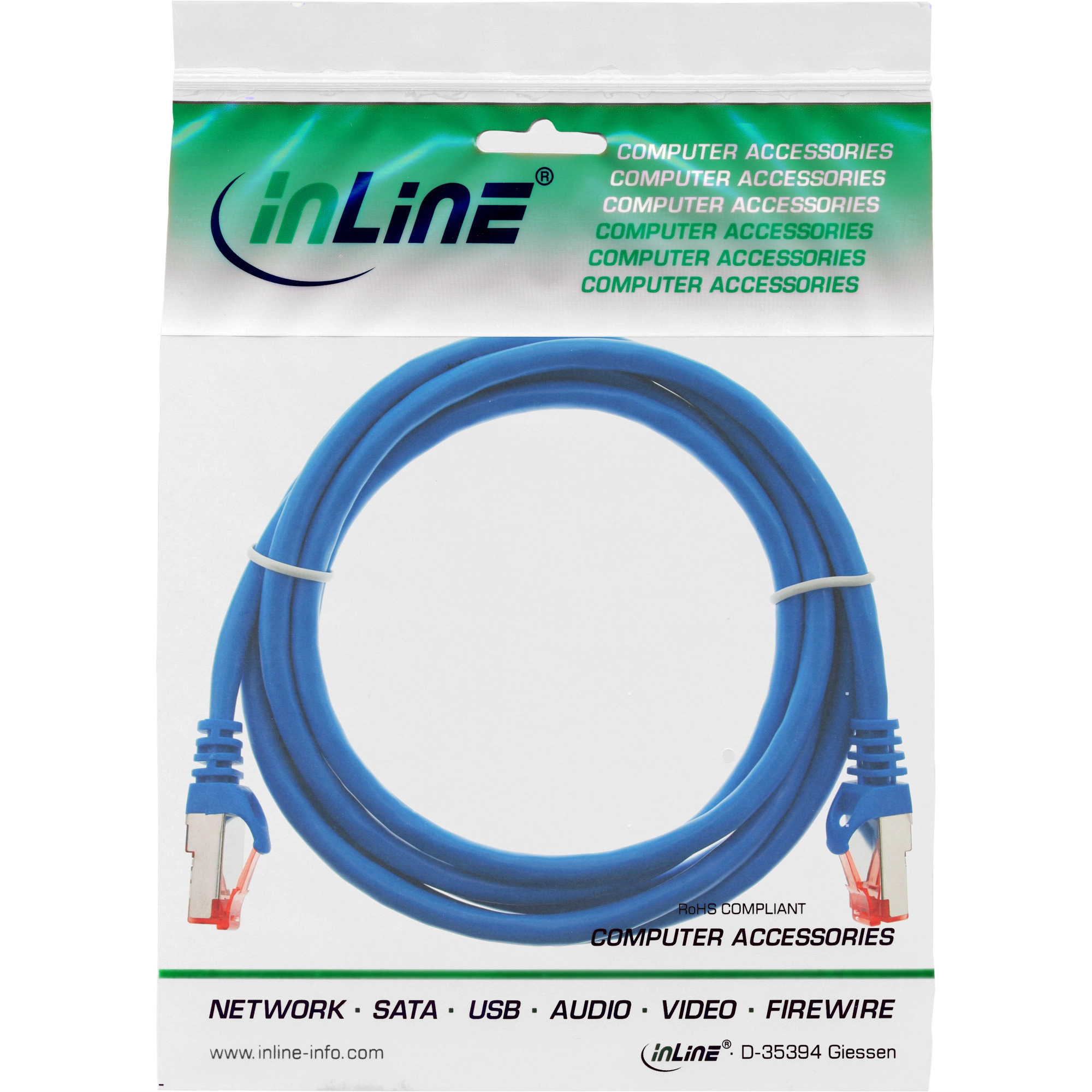InLine - Patch-Kabel - 2,0m - Blau - ohne Haken