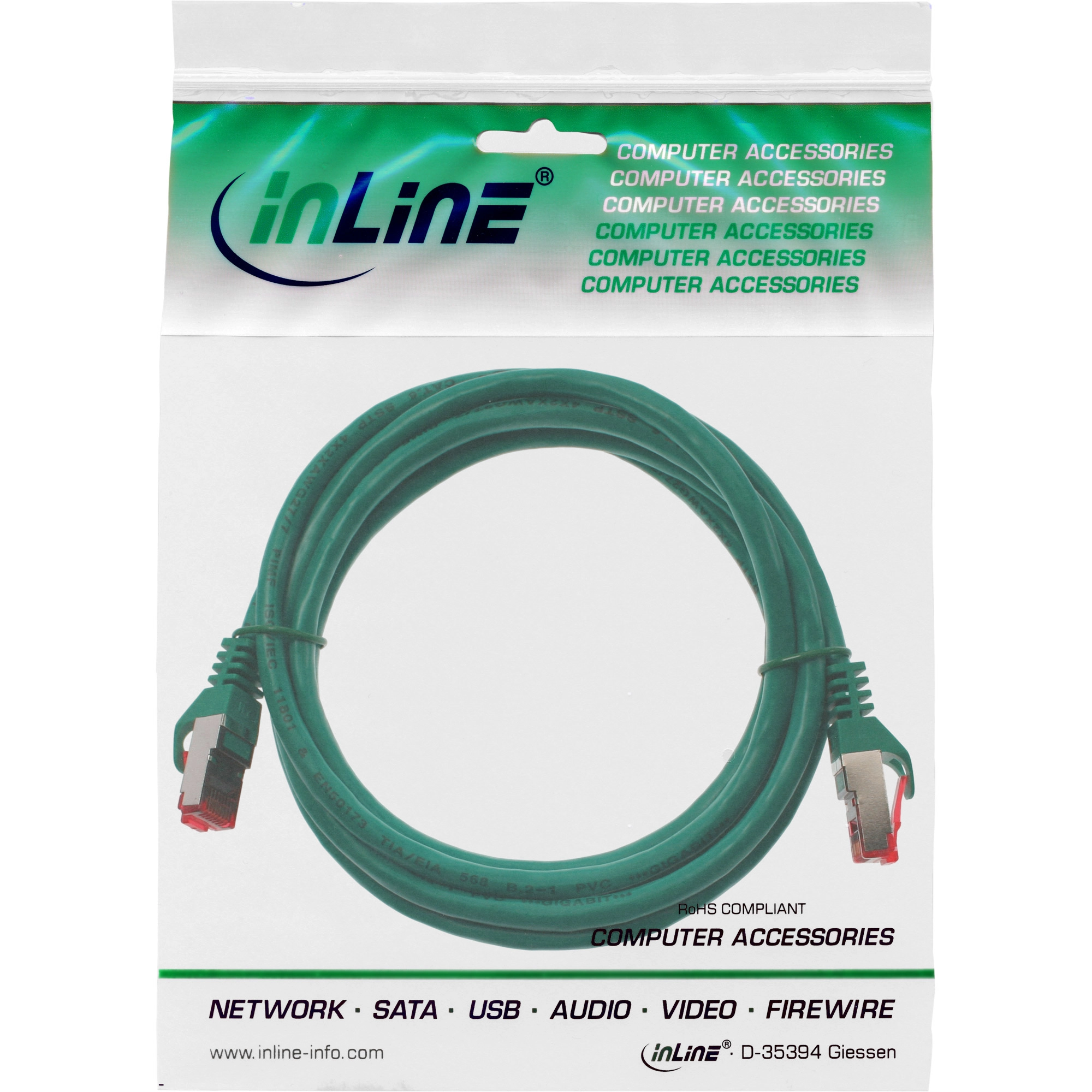 InLine - Patch-Kabel - 1,0m - Grün - ohne Haken