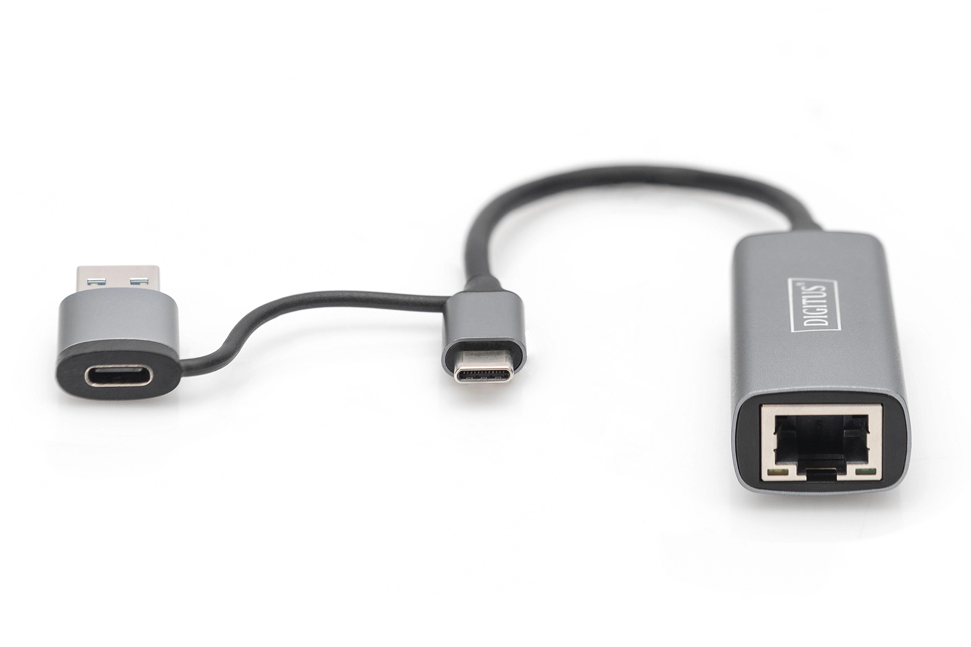 DIGITUS USB Type-C Gigabit Ethernet Adapter 2.5G, USB-C + USB A (USB3.1/3.0)