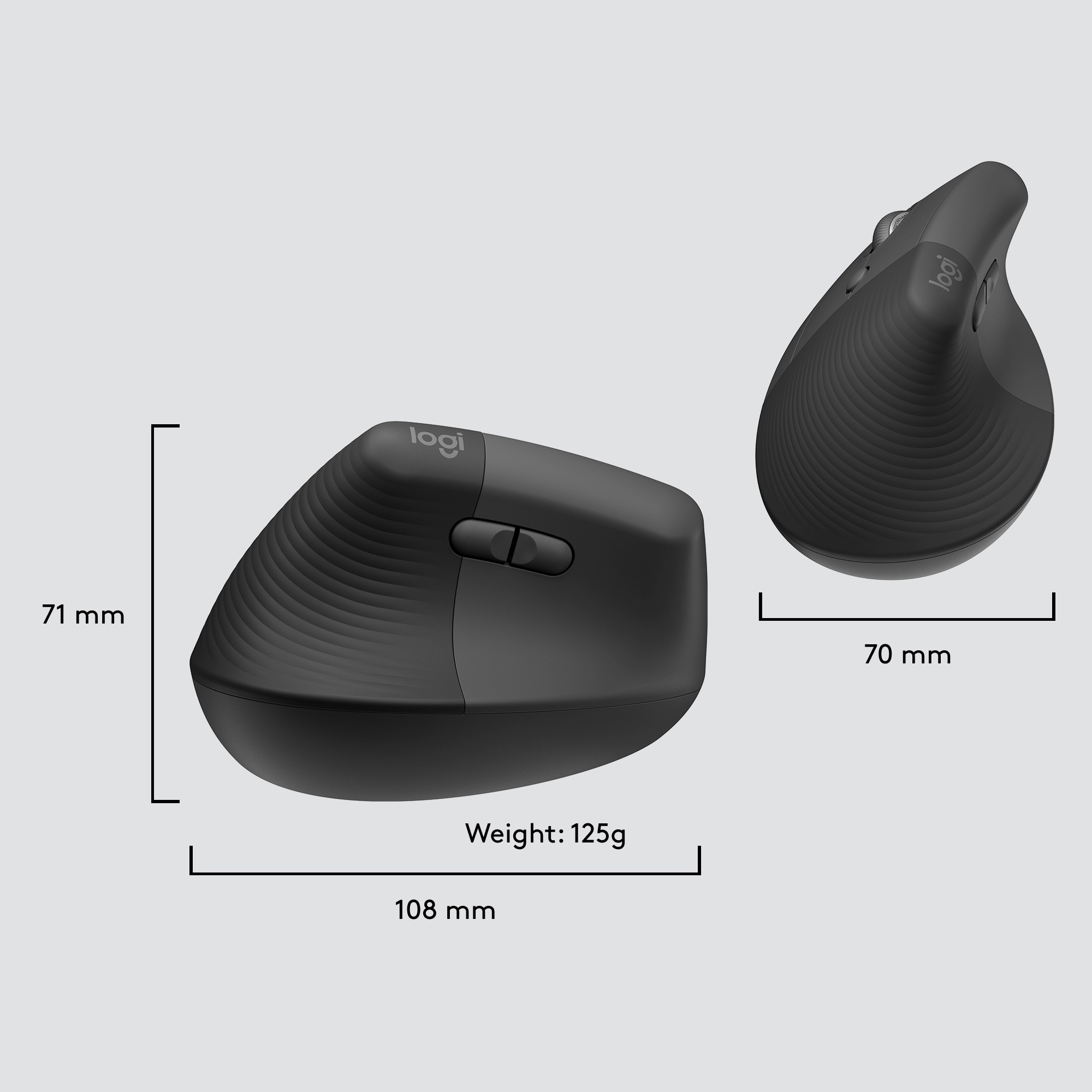 Logitech Lift for Business - Vertikale Maus - ergonomisch - für Linkshänder