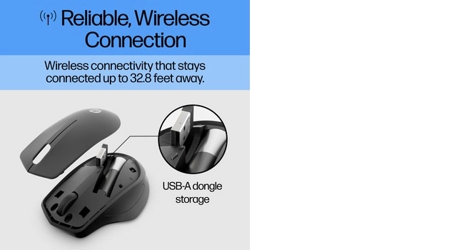 HP 280 Wireless-Maus - leise - rechts - Optisch - RF Wireless - Schwarz