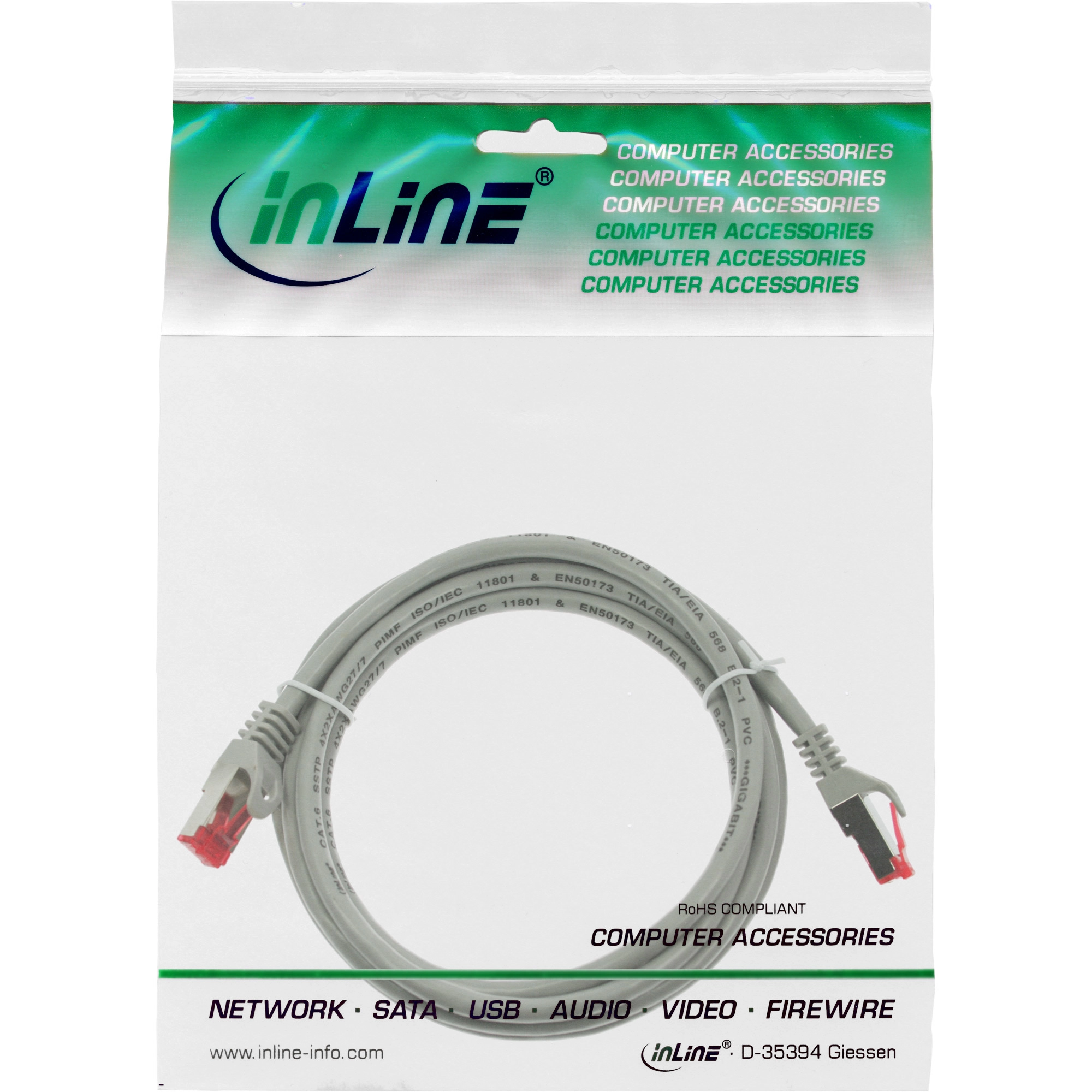 InLine Patch-Kabel - CAT6 - Grau - 3m