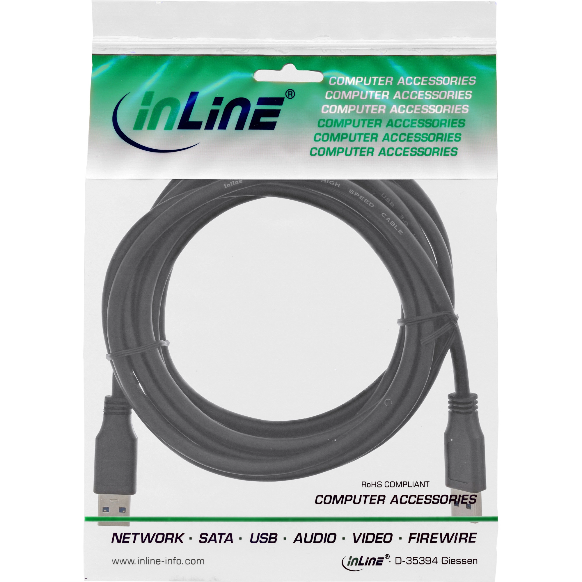 InLine USB 3.0 Kabel - A an A - schwarz - 3m