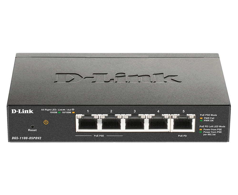 D-Link DGS 1100-05PDV2 - Switch - Smart - 5 x 10/100/1000 (2 PoE)