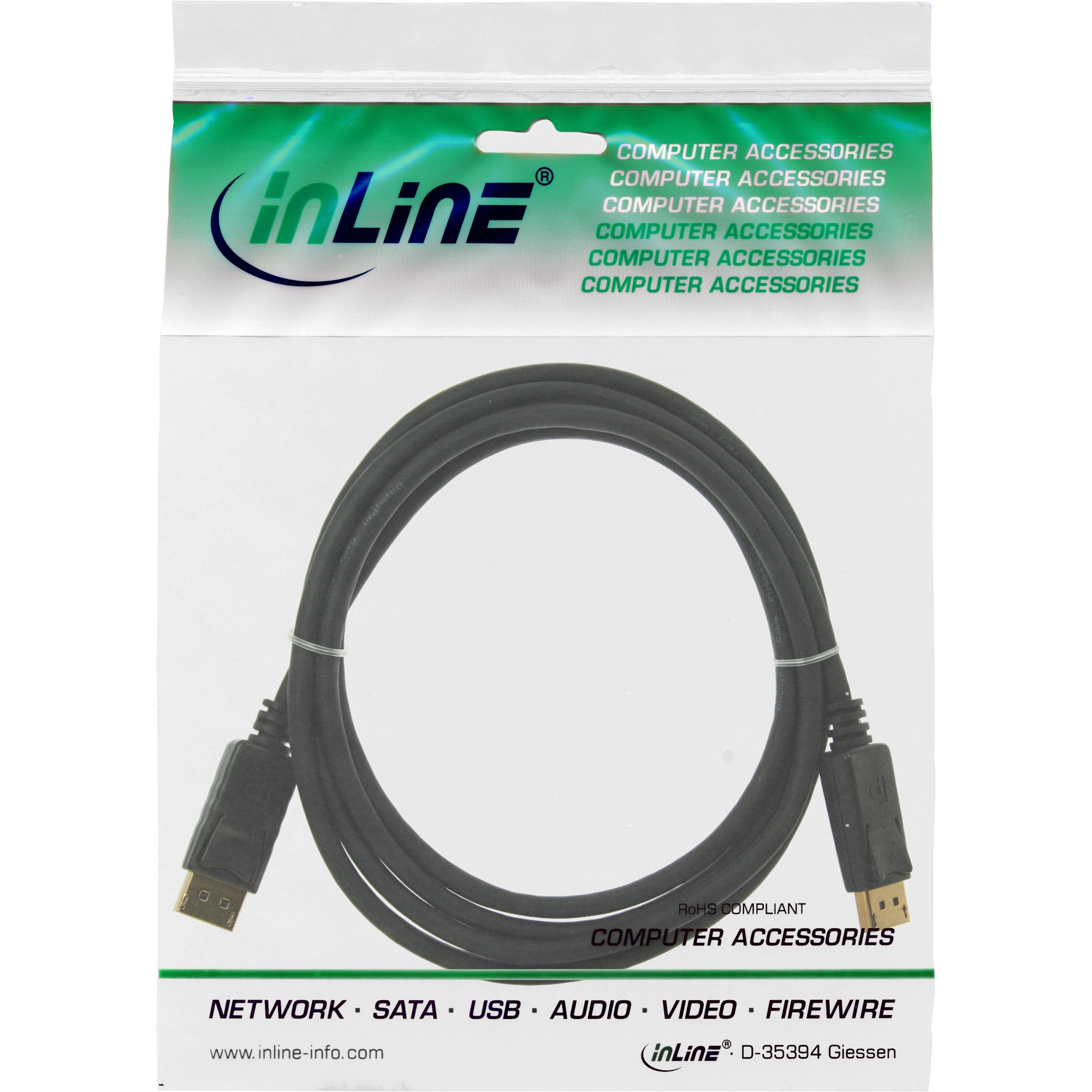 InLine - DisplayPort-Kabel - 0,3m - Schwarz