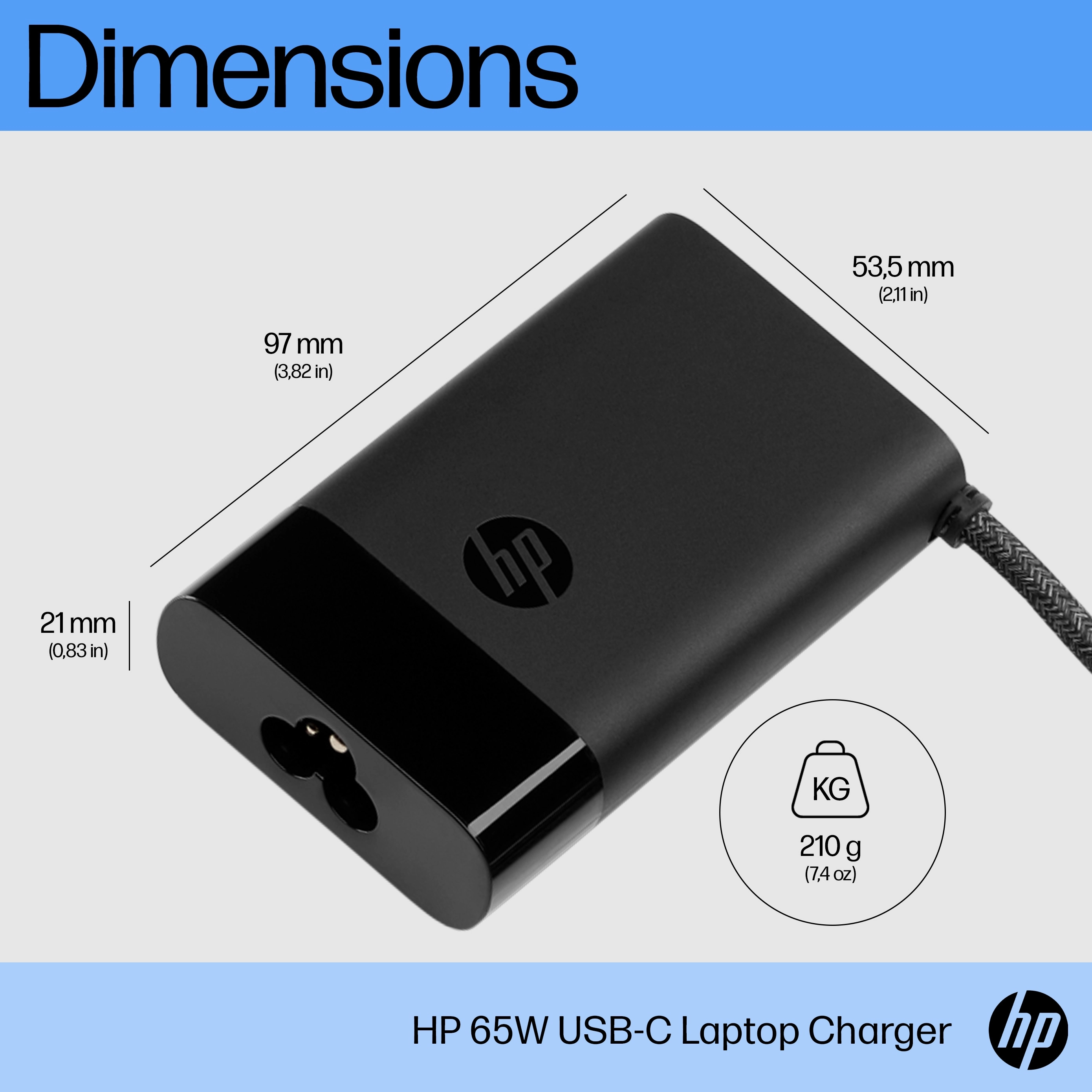 HP USB-C 65W Laptop-Ladegerät - Notebook - Indoor - 90 V - 65 W - 5 - 20 V - 1.6 A