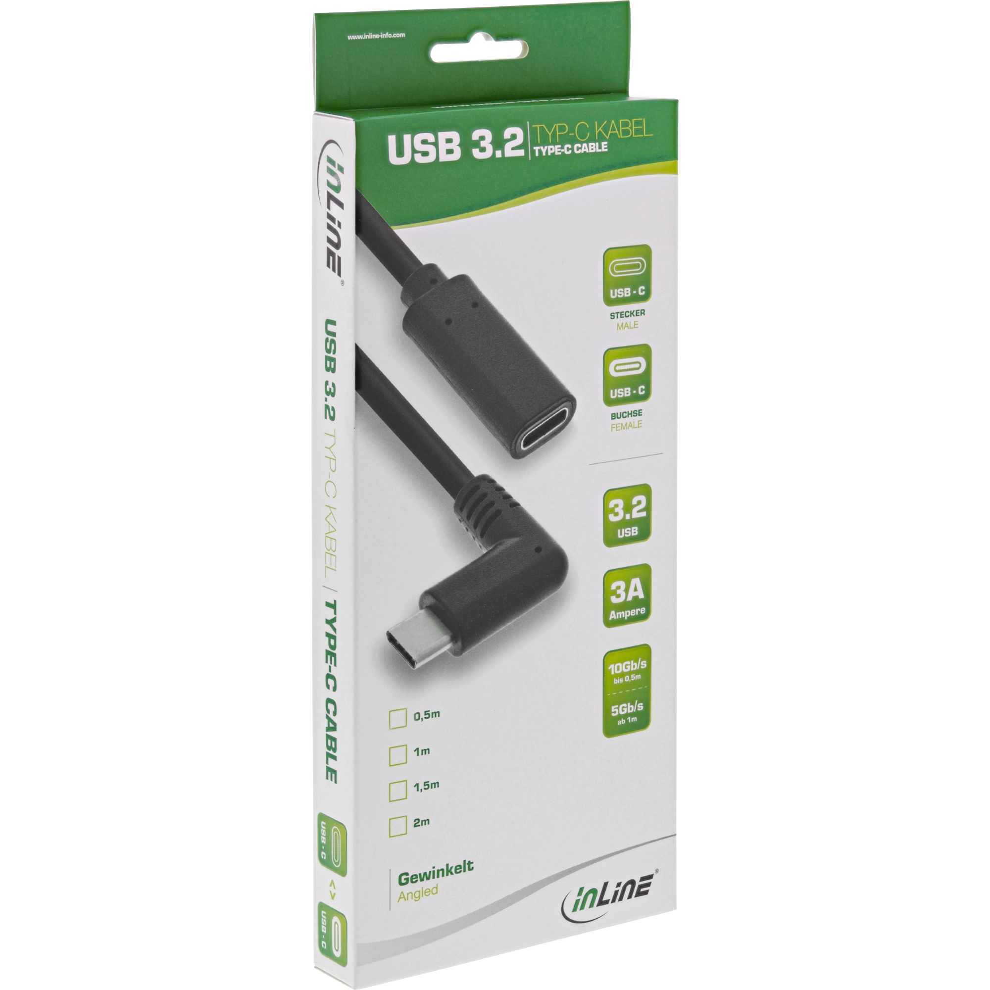 InLine USB-Verlängerungskabel - USB-C (M) - schwarz - 1m