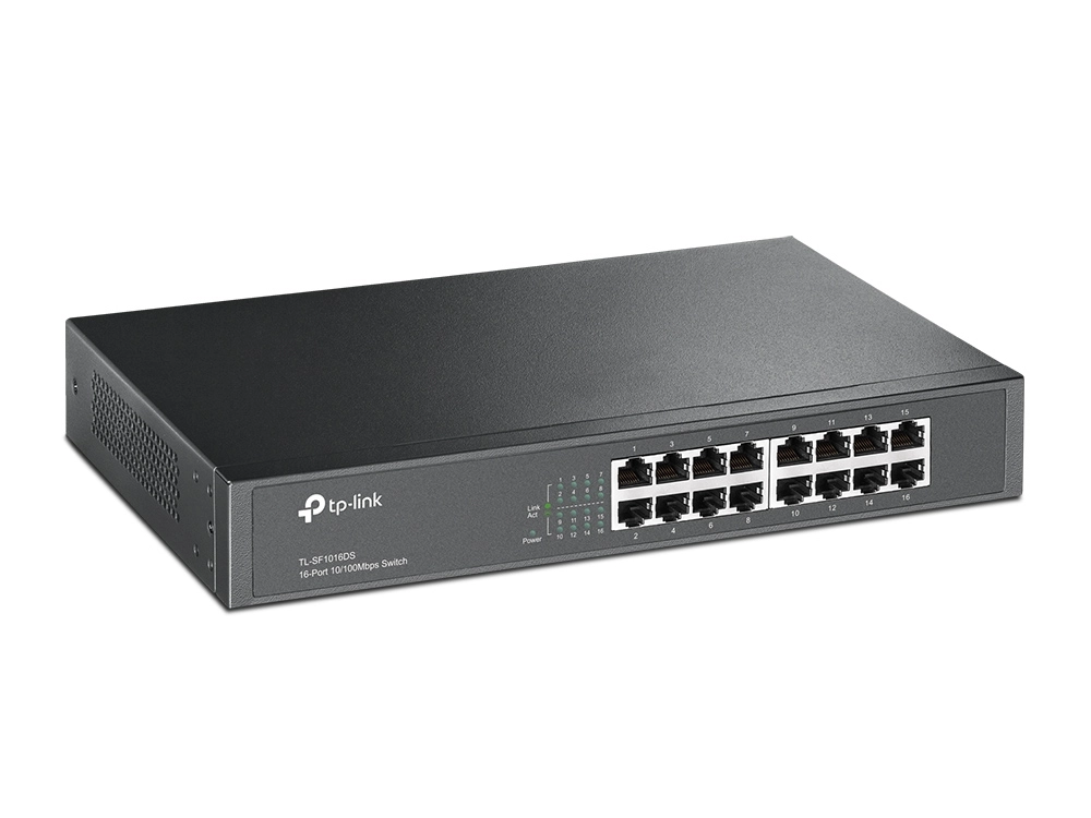 TP-LINK TL-SF1016DS - Unmanaged - Fast Ethernet (10/100) - Vollduplex - Rack-Einbau