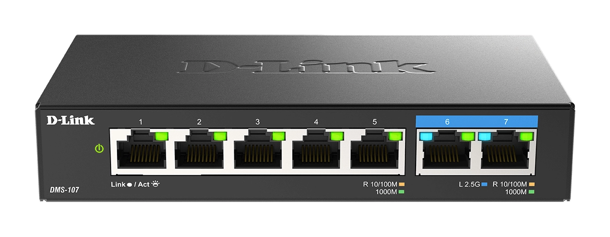 D-Link DMS 107 - Switch - unmanaged - 5 x 10/100/1000 + 2 x 2.5GBase-T