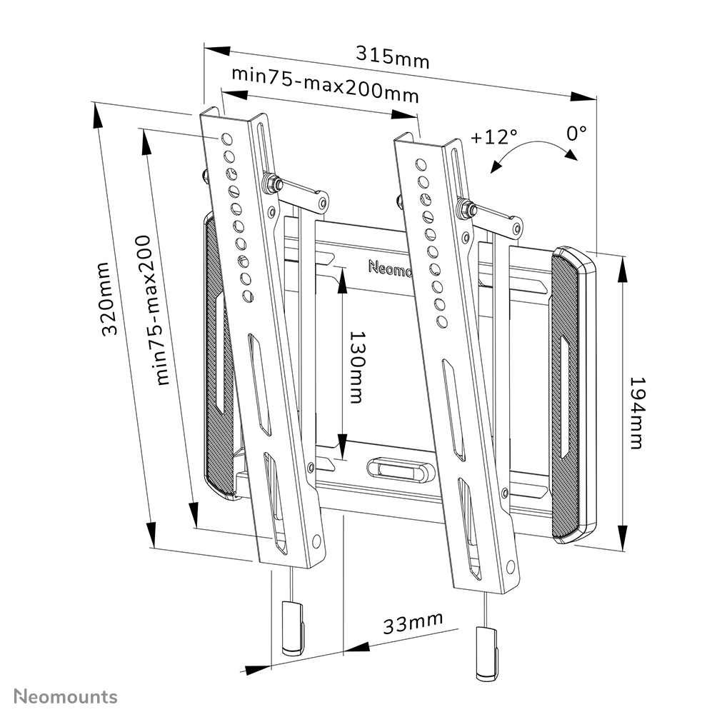 Neomounts by Newstar WL35-550BL12 - Befestigungskit (Wandplatte, Adapter für Halterung)