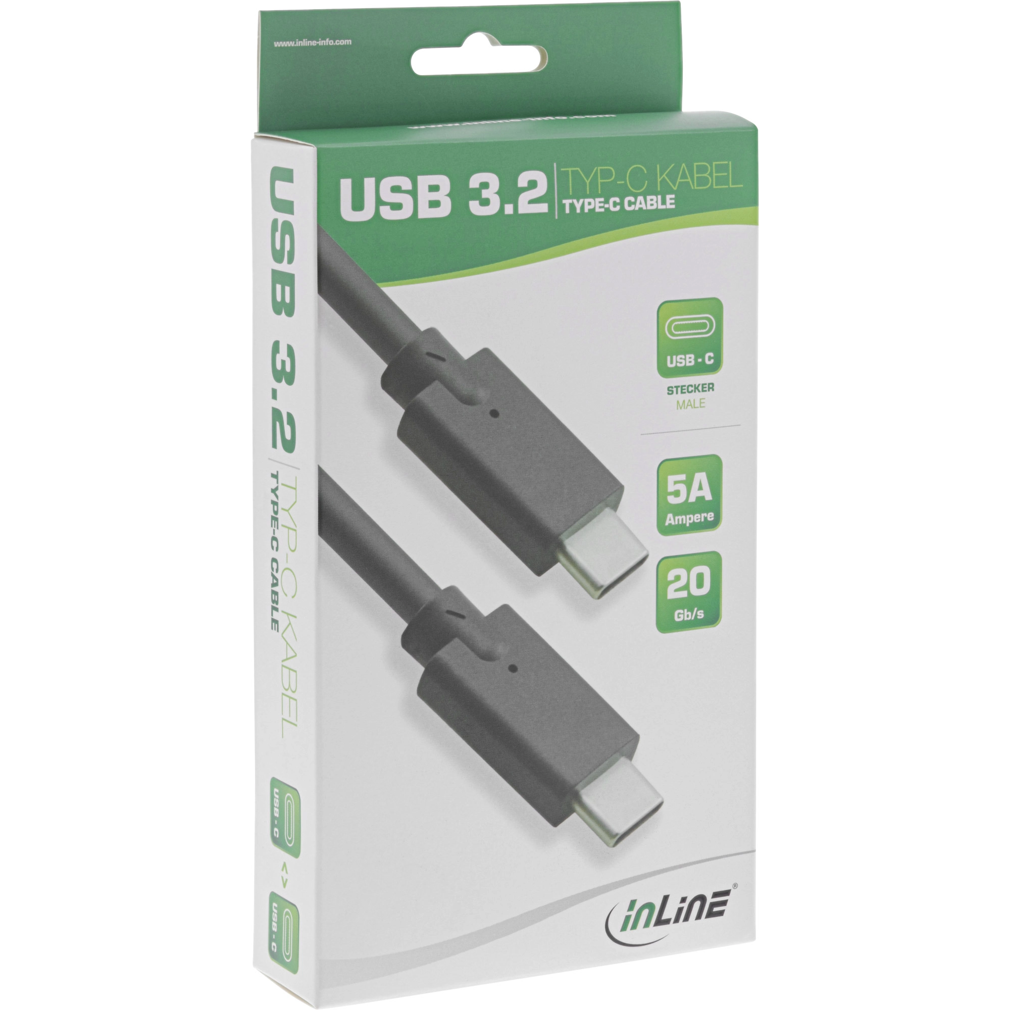 InLine USB 3.2 Gen.2 Kabel - USB Typ-C Stecker/Stecker - schwarz - 2m