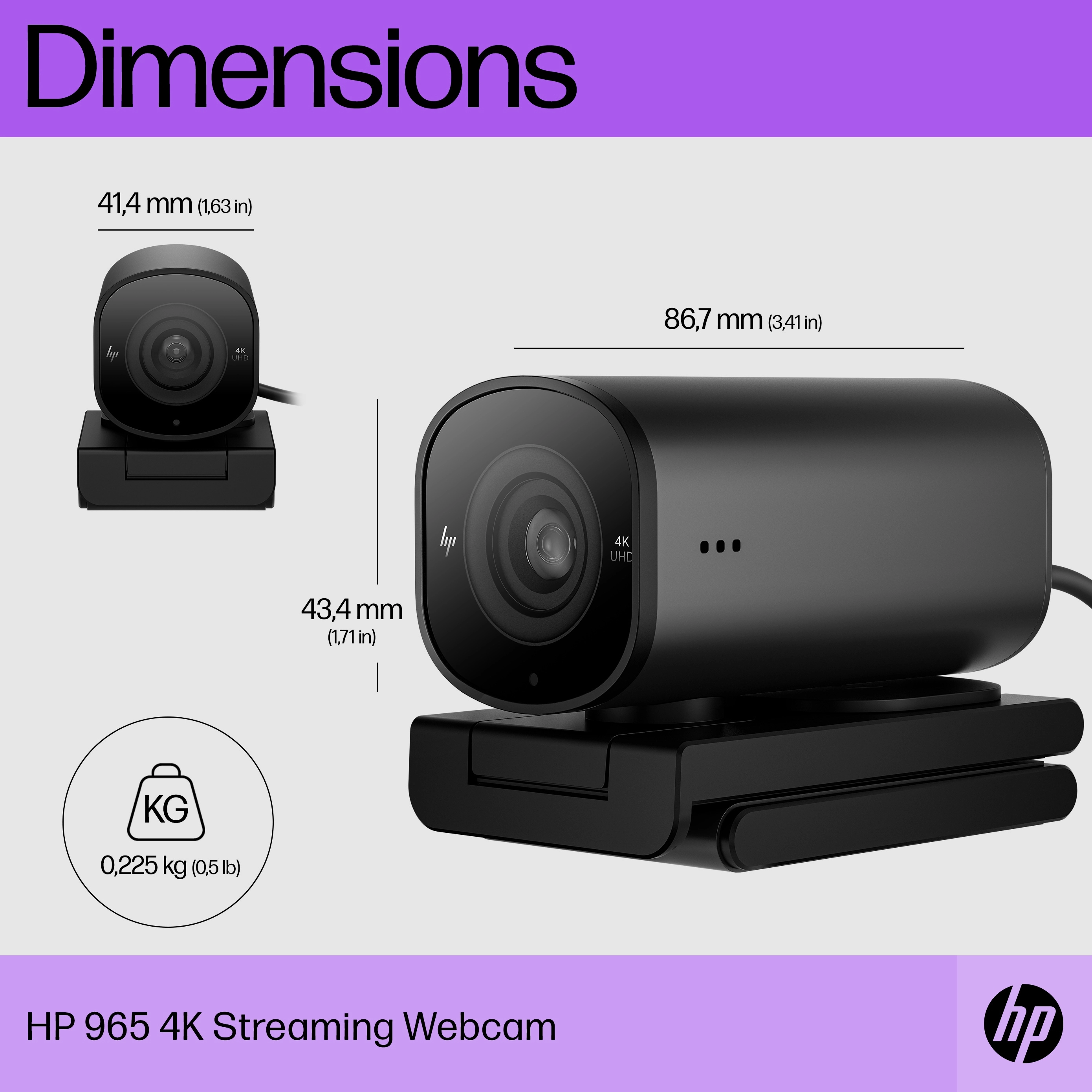 HP 965 Streaming - Webcam - Farbe - 8 MP - 3840x2160